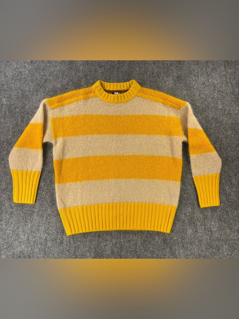 NONAME Mohair And Cashmere Striped Sweater Yellow And Cream Women's Size XS